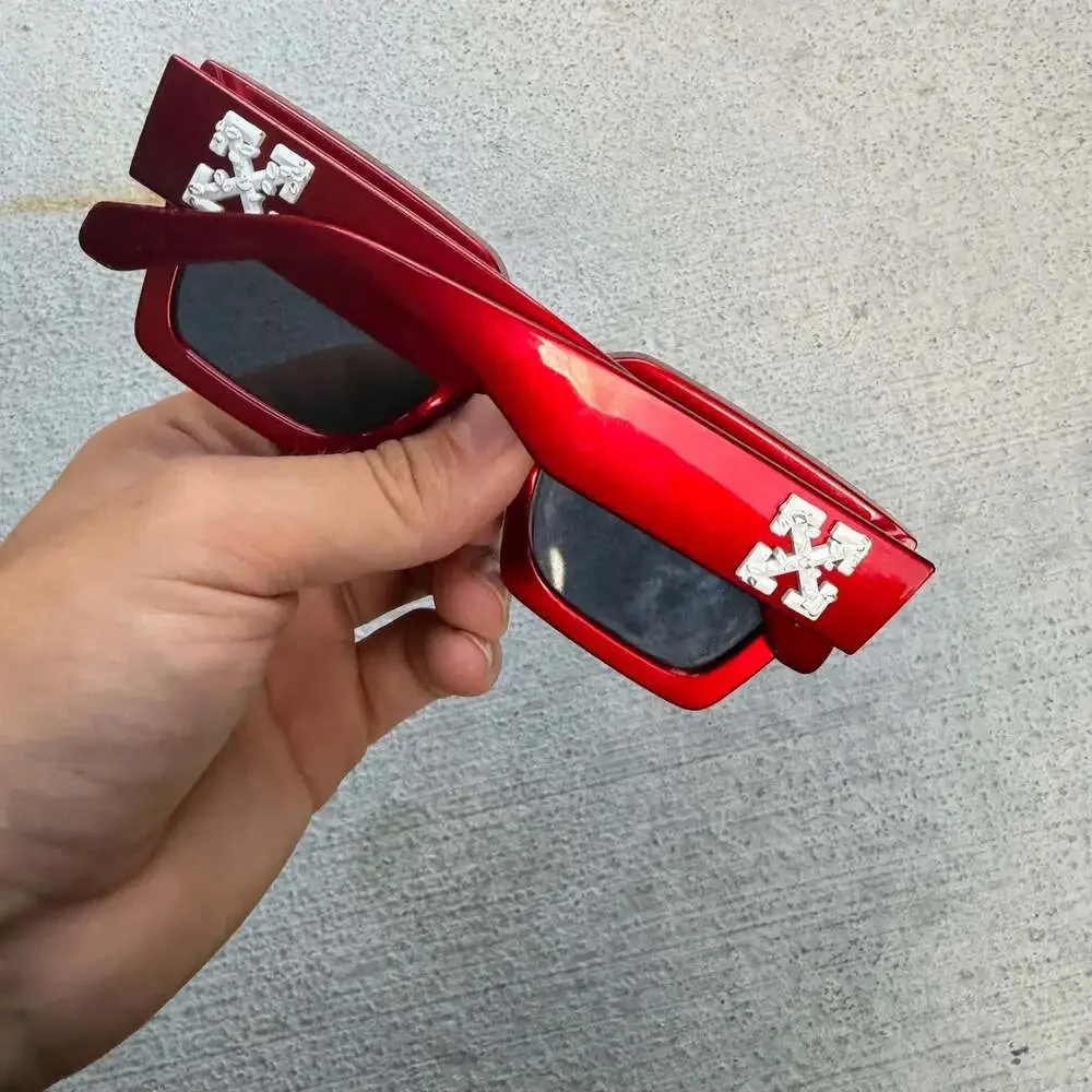 Off-White Virgil Rectangular Sunglasses in Red